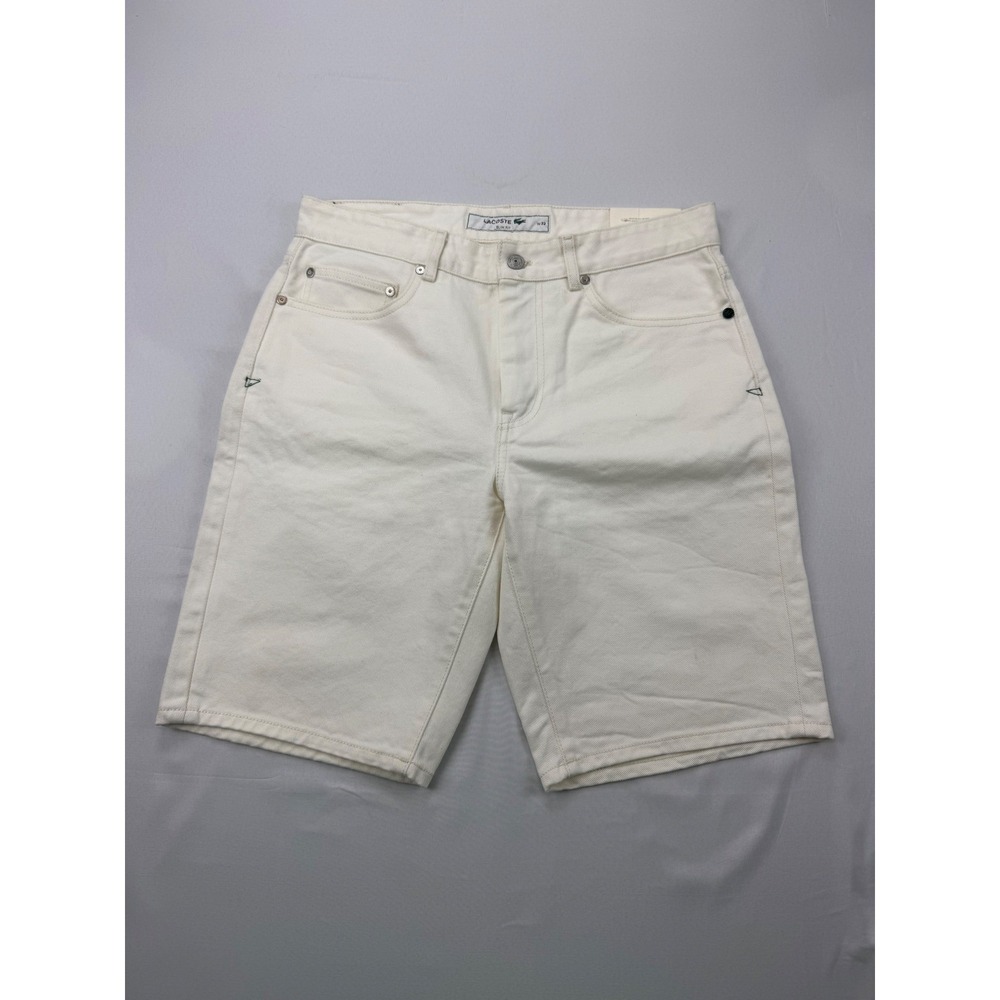 Lacoste Denim Shorts Mens 32 White Slim Fit FH7541 Cotton Casual